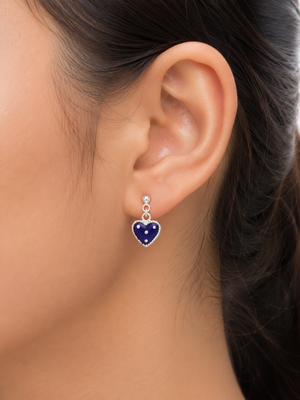 Polka Dot Heart Dangle Earrings in 925 sterling silver – additional view