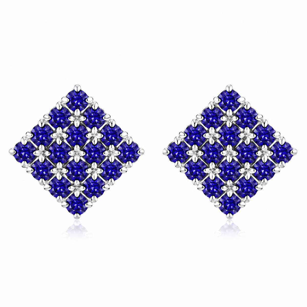 Princess Pavé Square Stud Earrings in 925 sterling silver – main view