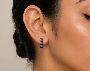 Prism Cascade Crystal Bar Stud Earrings in 925 sterling silver – additional view