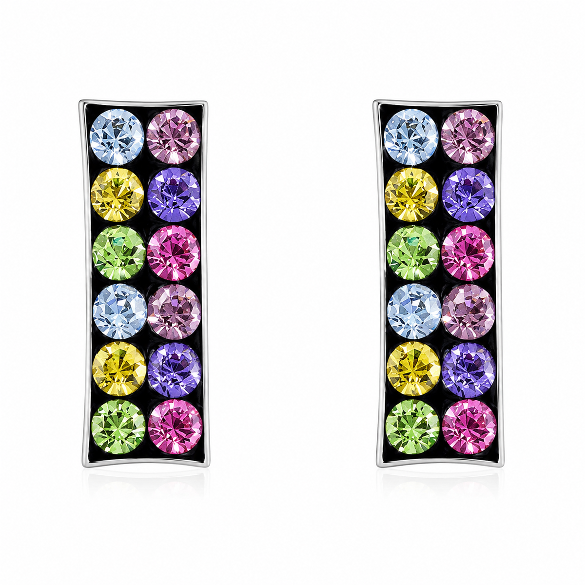 Prism Cascade Crystal Bar Stud Earrings in 925 sterling silver – side view
