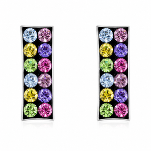 Prism Cascade Crystal Bar Stud Earrings in 925 sterling silver – side view