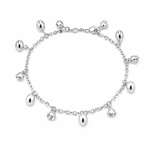 Enchanted Bunny Bell Charm Anklet in 925 sterling silver – main view