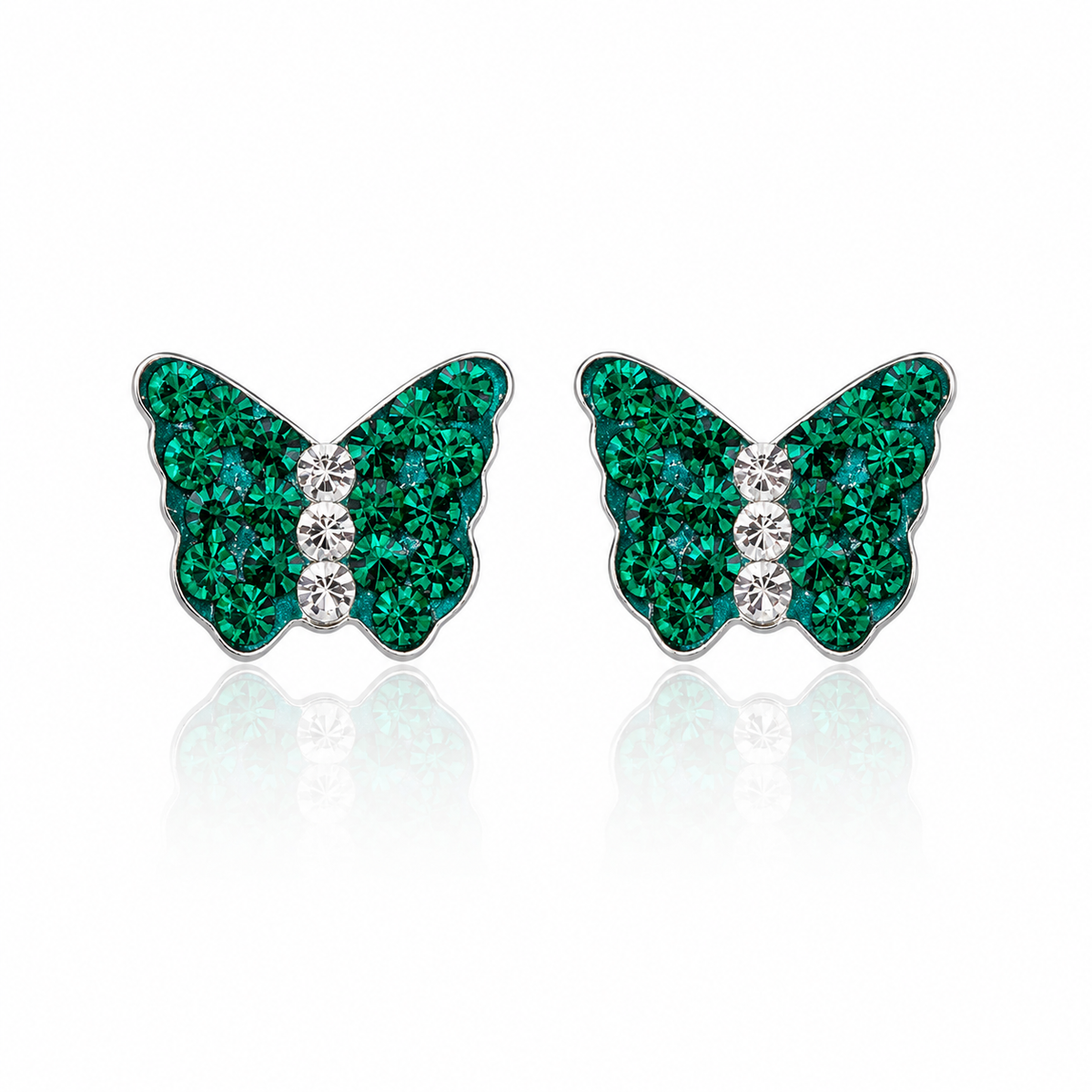 Radiant Butterfly Stud Earrings in 925 sterling silver – additional view