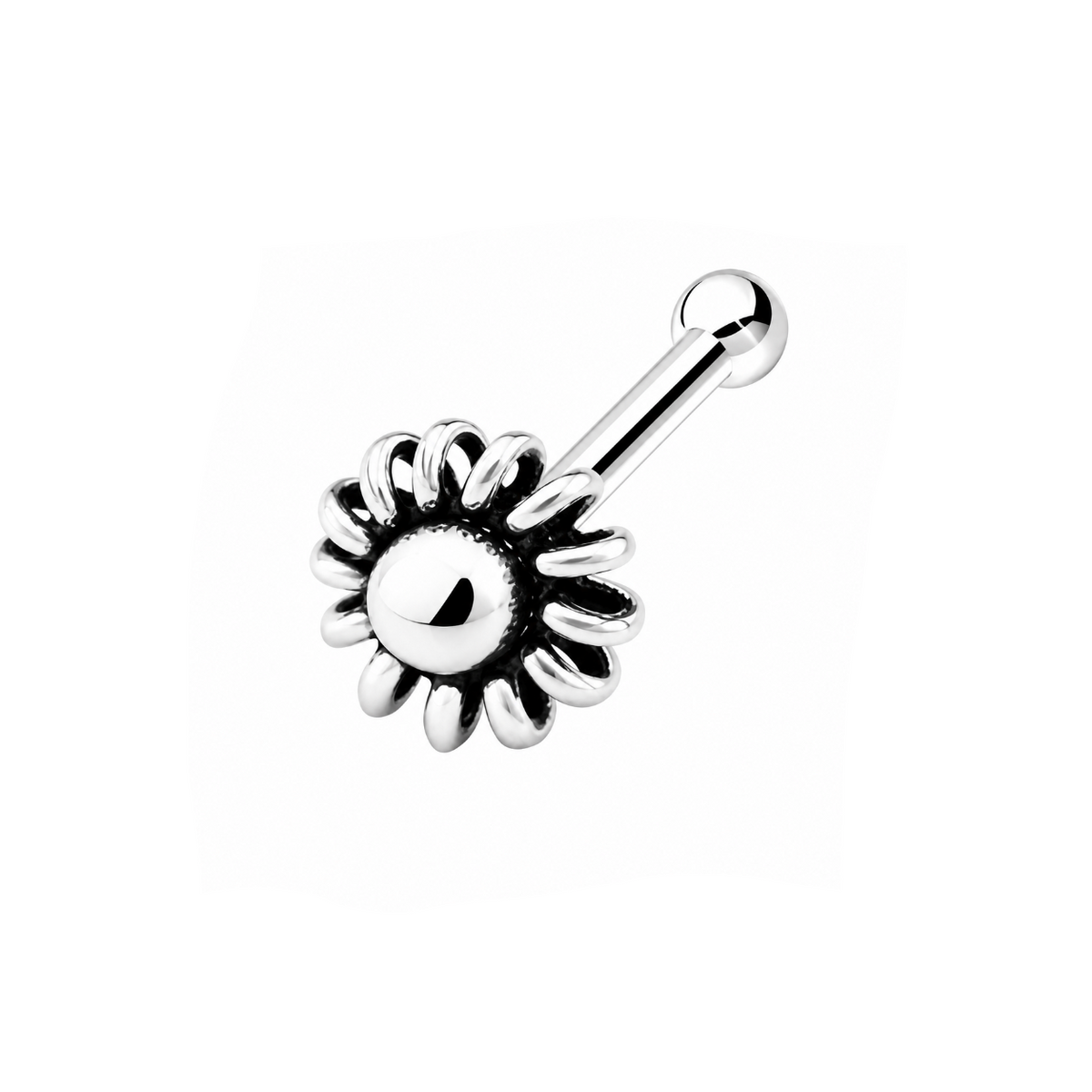 Sunburst Floral Nose Bone Stud in 925 sterling silver – main view