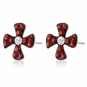 Rouge Croix Crystal Stud Earrings in 925 sterling silver – additional view