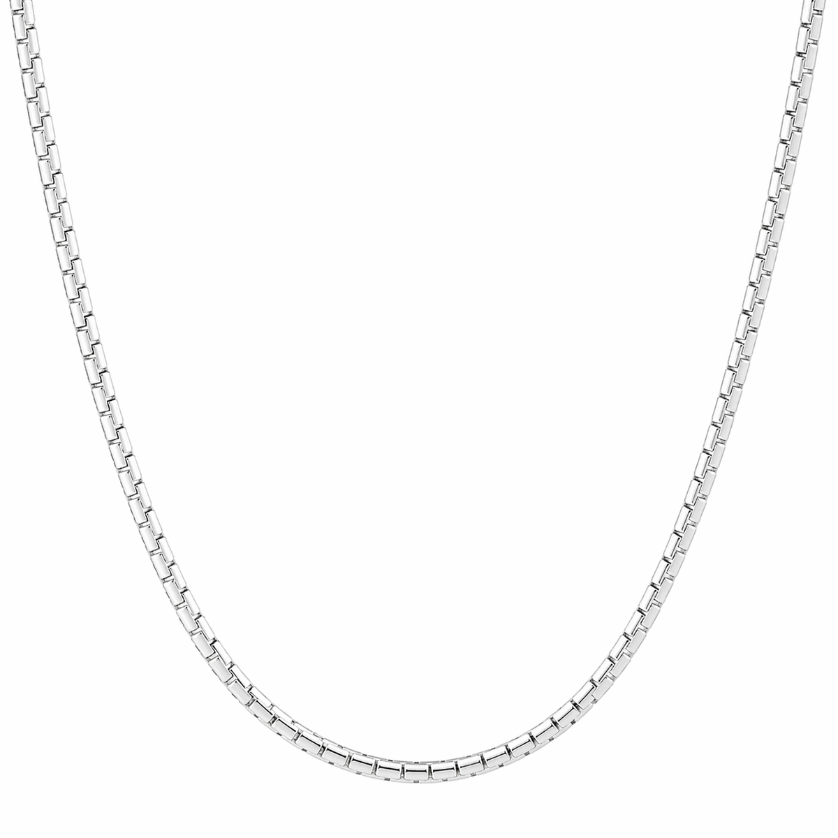 Round Box Link Chain in 925 sterling silver – angle view
