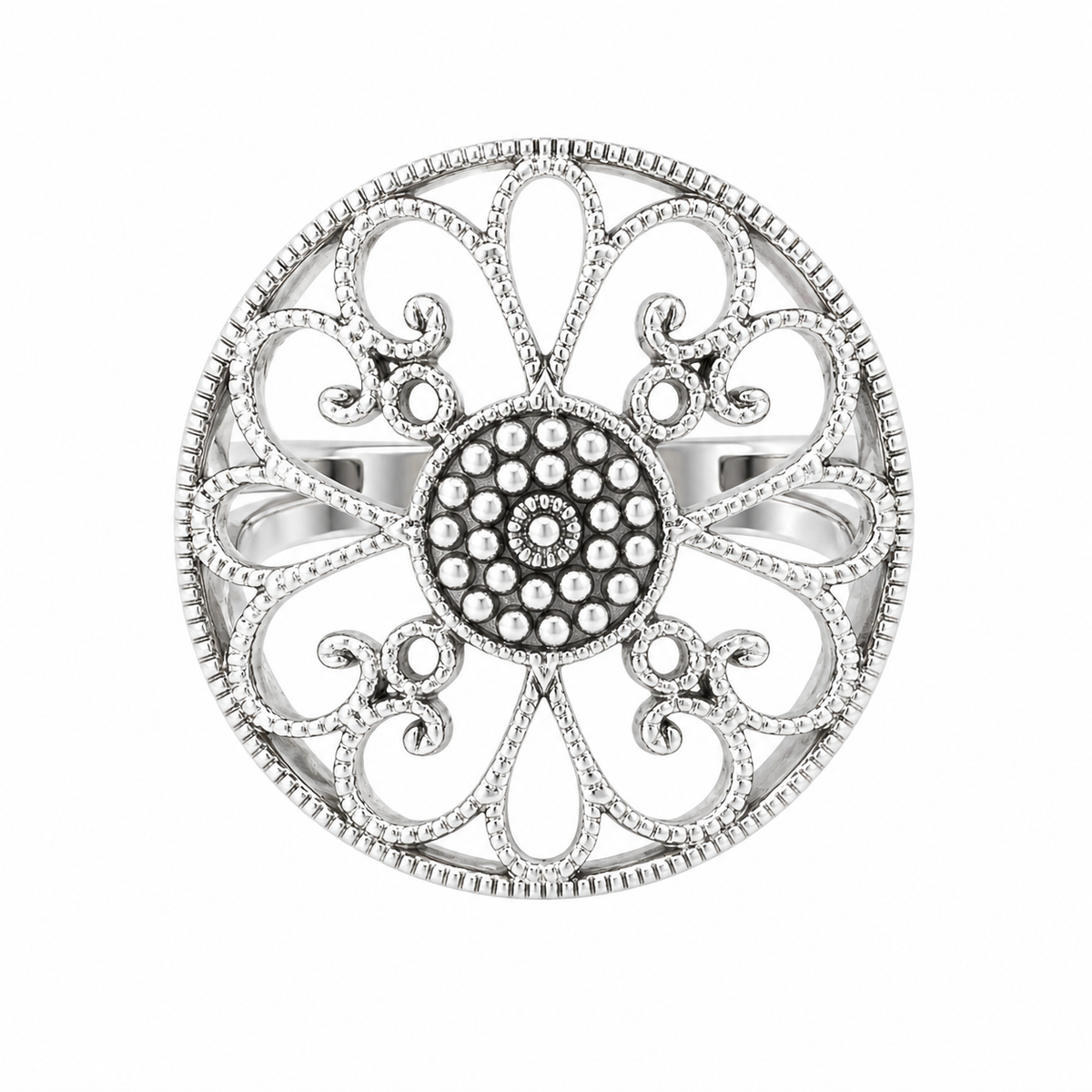 Round Vintage Filigree Flower Ring