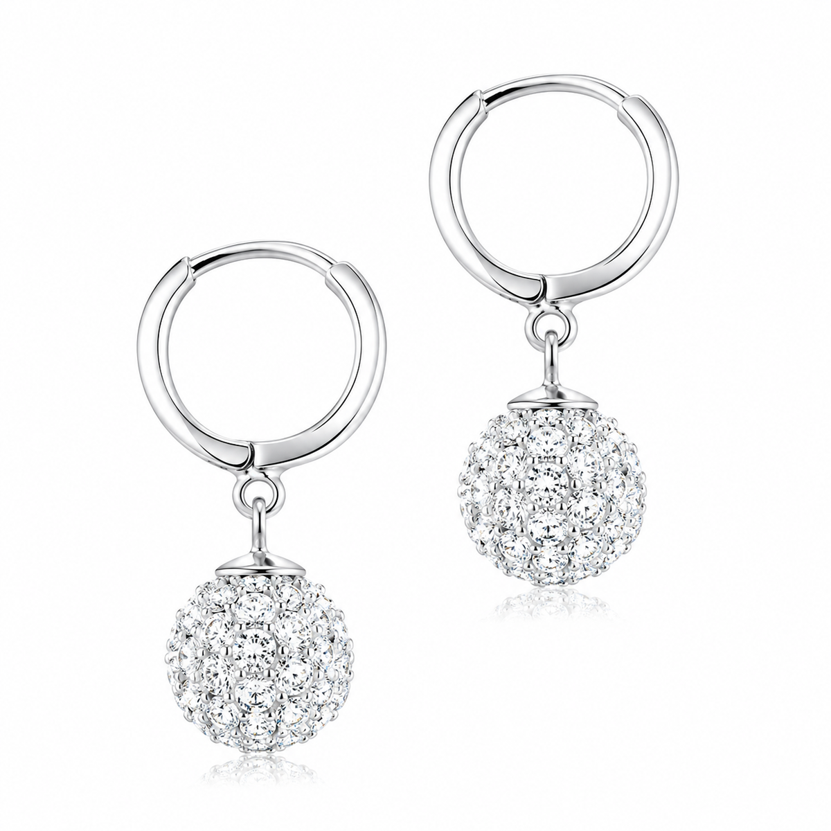 Sculpted Wave Ball Drop Earrings in 925 sterling silver – side view