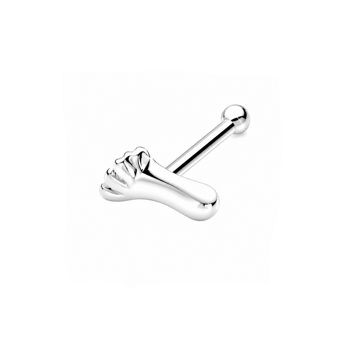 Polished Foot Nose Bone Stud in 925 sterling silver – main view