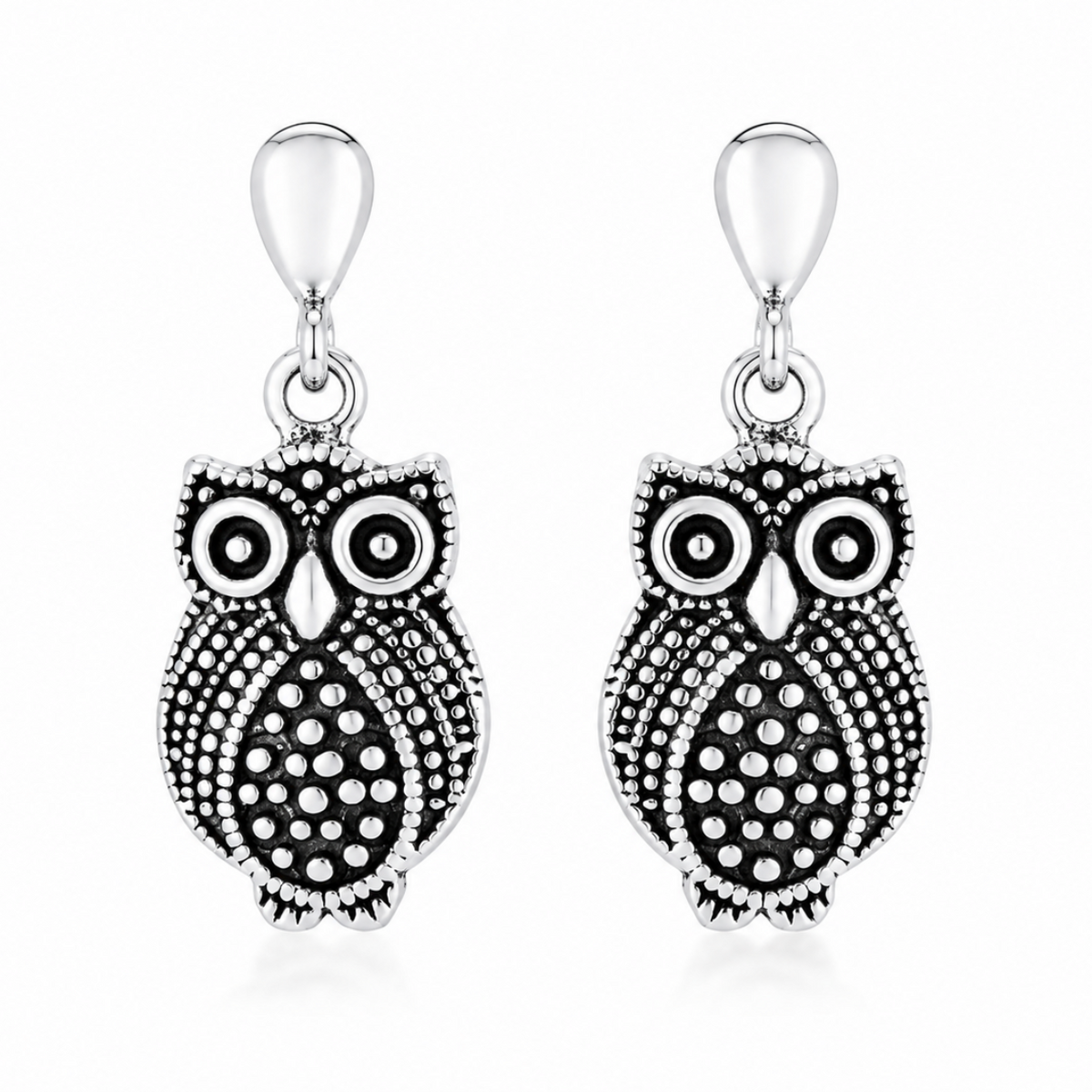Antique Owl Drop Earrings in 925 sterling silver – main view