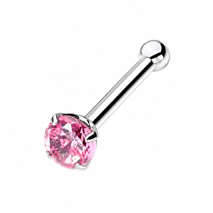 Round Crystal Nose Pin Stud in 925 sterling silver – additional view