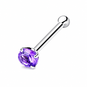 Round Crystal Nose Pin Stud in 925 sterling silver – additional view