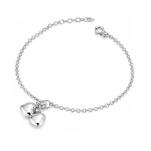 Double Heart Charm Bracelet in 925 sterling silver – main view