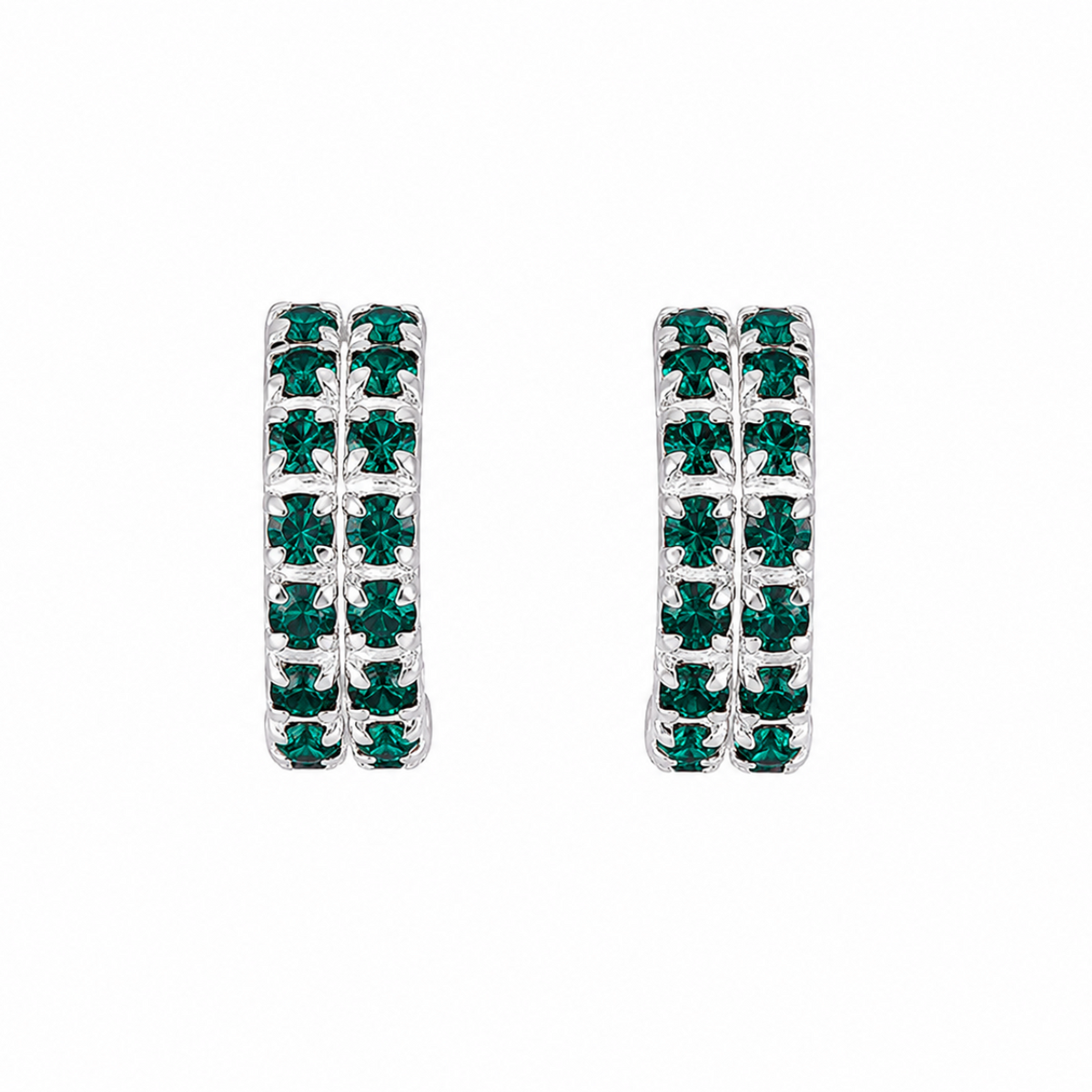 Radiance Sterling Silver Pavé Huggie Earrings in 925 sterling silver – additional view