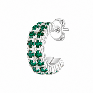 Radiance Sterling Silver Pavé Huggie Earrings in 925 sterling silver – additional view
