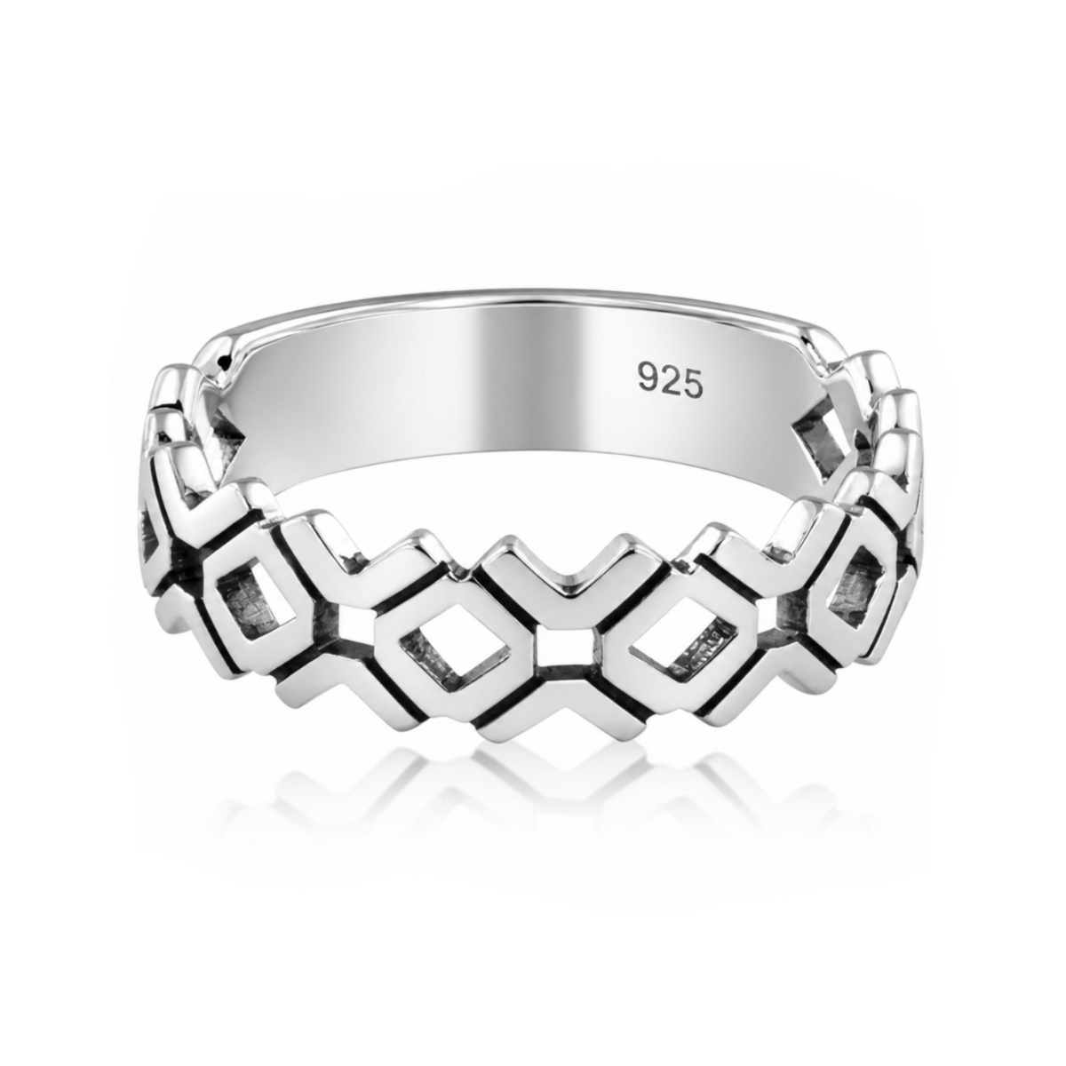Geometric Silver Statement Ring