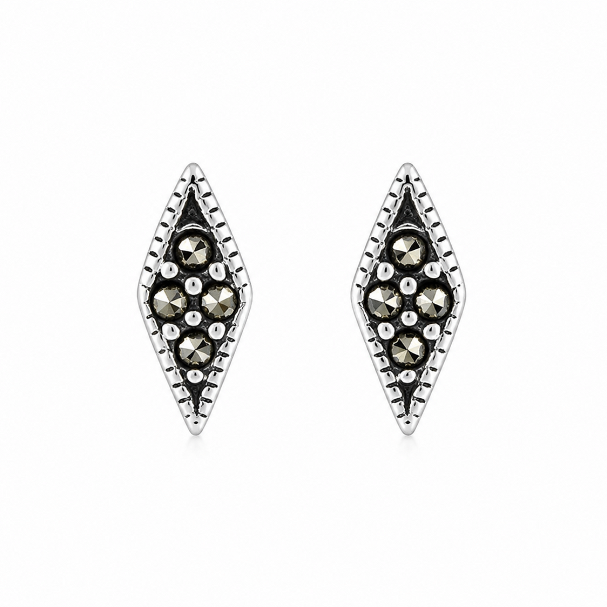Celeste Marcasite Marquise Stud Earrings in 925 sterling silver – main view