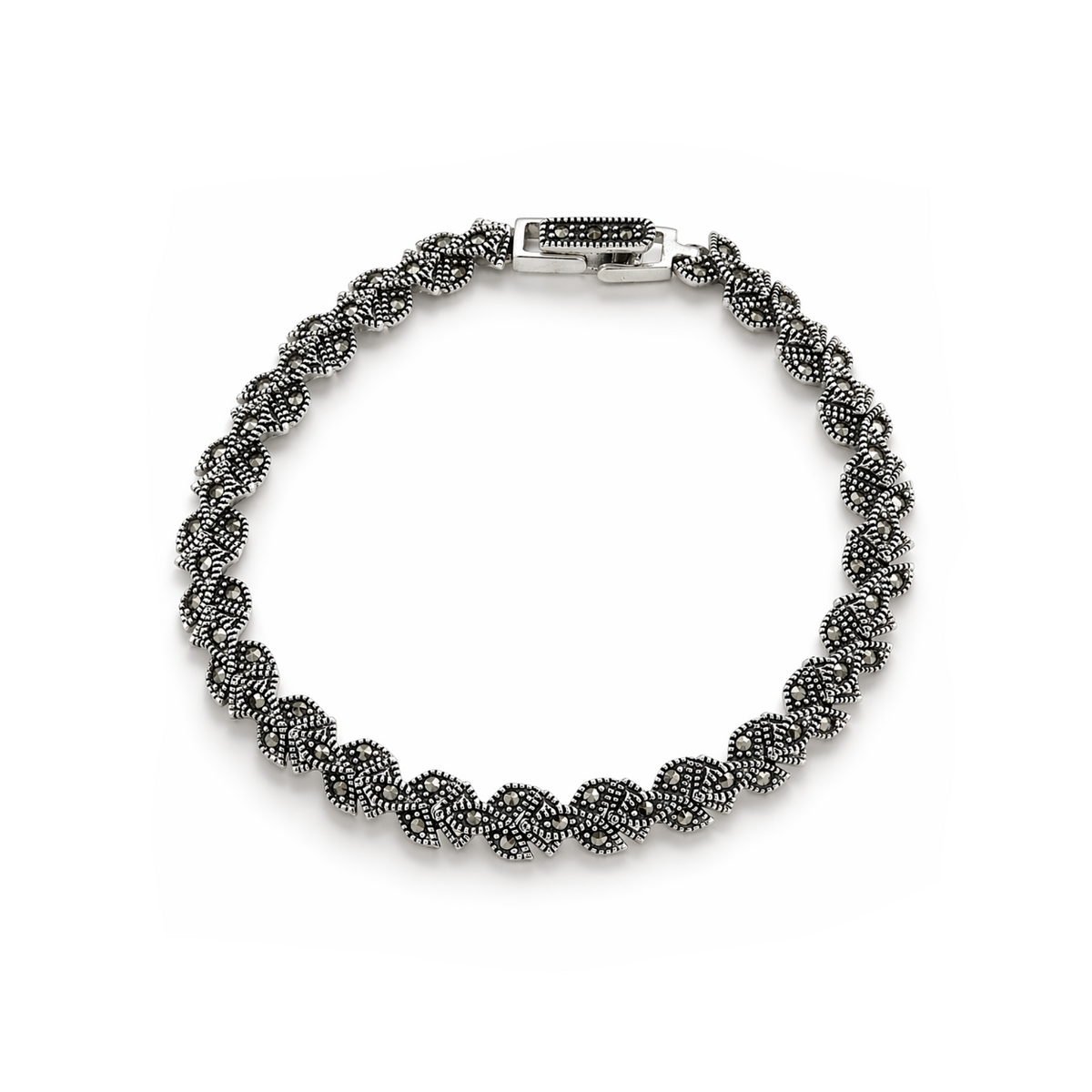Marcasite Three Leaf Bracelet in 925 sterling silver – main view