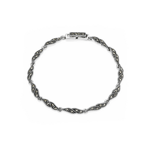 Marcasite Twist Leaf Bracelet in 925 sterling silver – main view