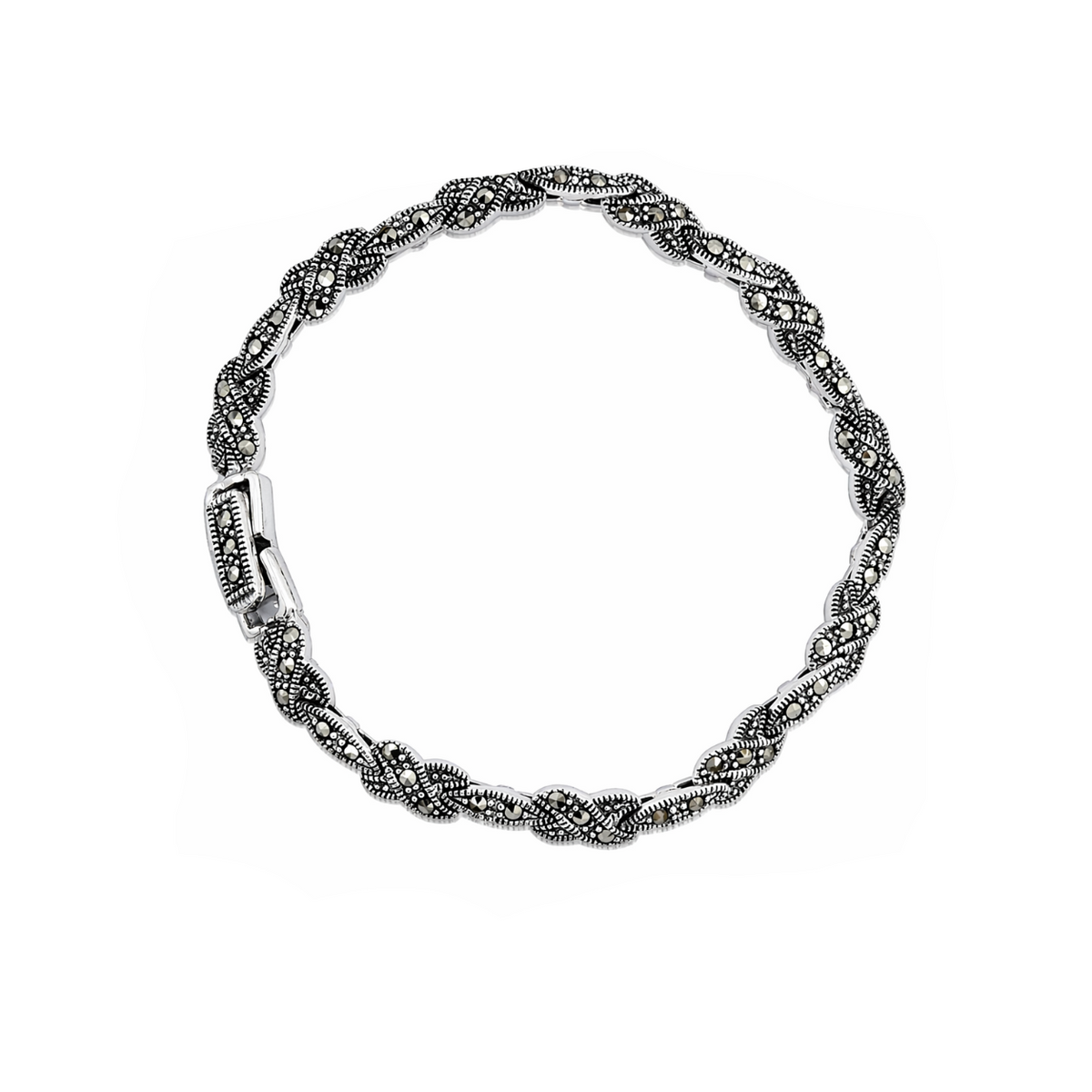 Marcasite Twist X Link Bracelet in 925 sterling silver – main view