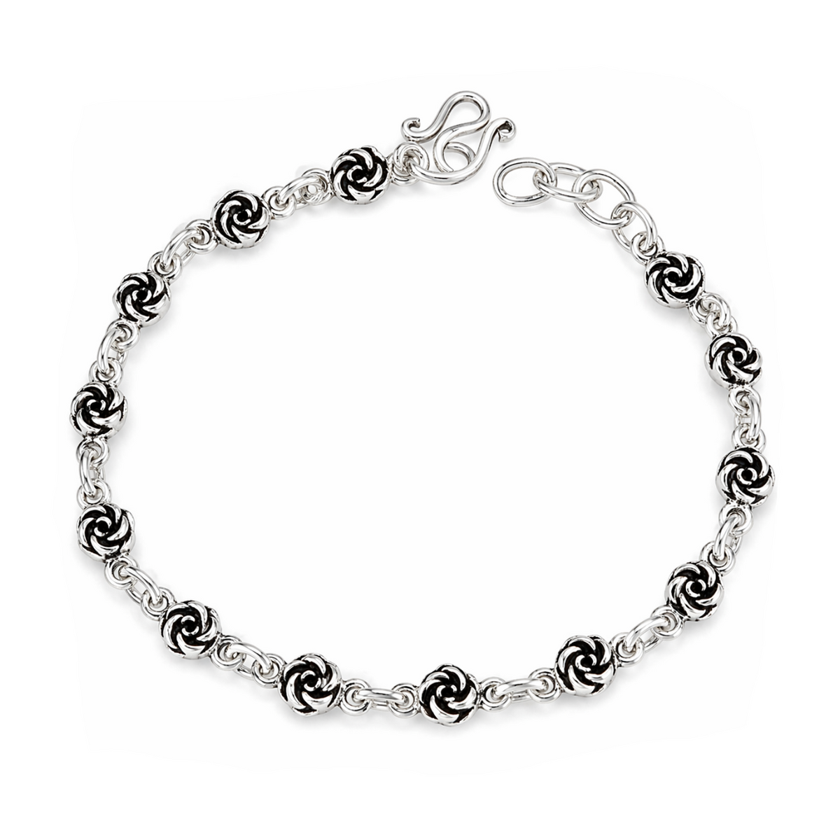 Rose Flower Link Bracelet in 925 sterling silver – main view