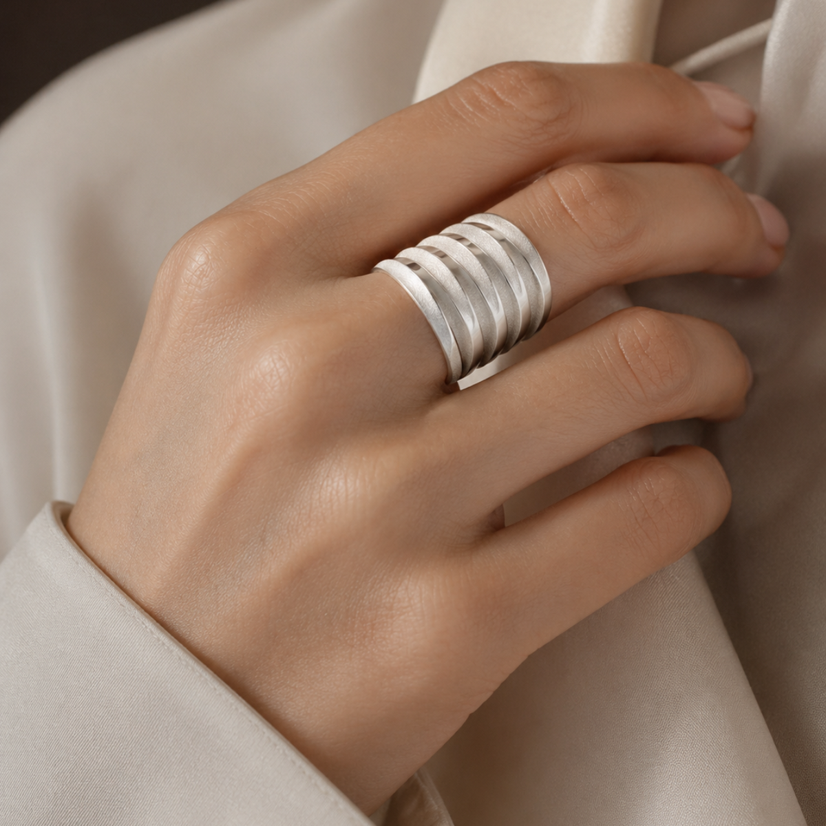 Satin Sculpted Six-Band Ring