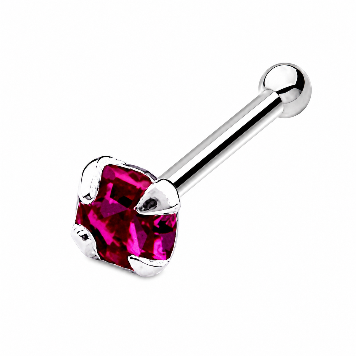 Square Crystal Nose Bone Stud in 925 sterling silver – additional view
