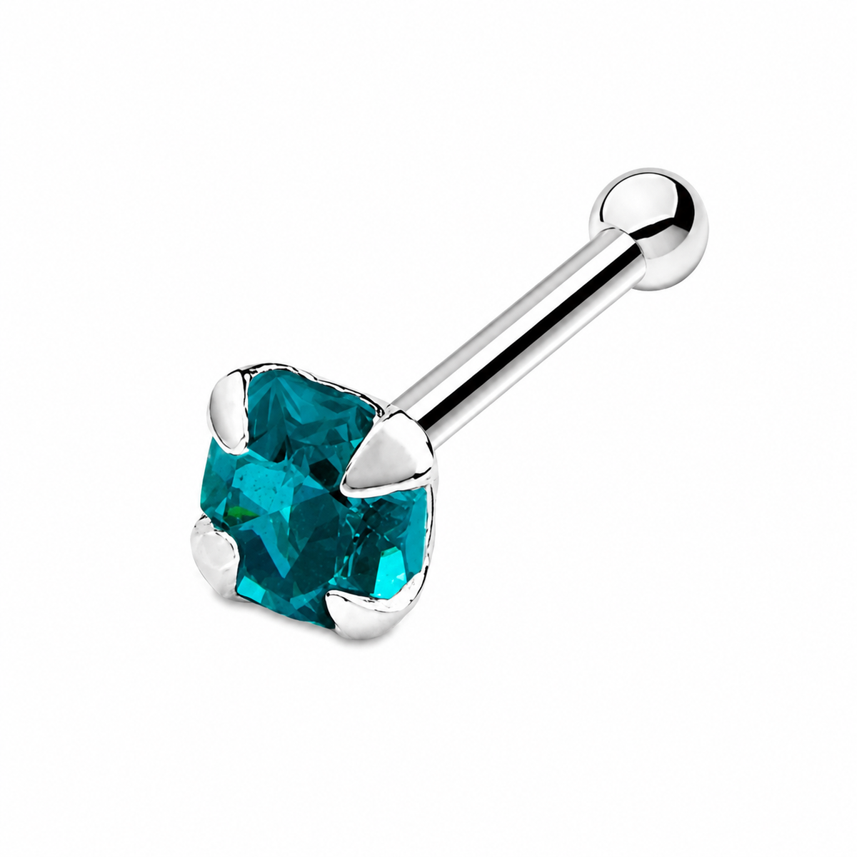 Square Crystal Nose Bone Stud in 925 sterling silver – additional view