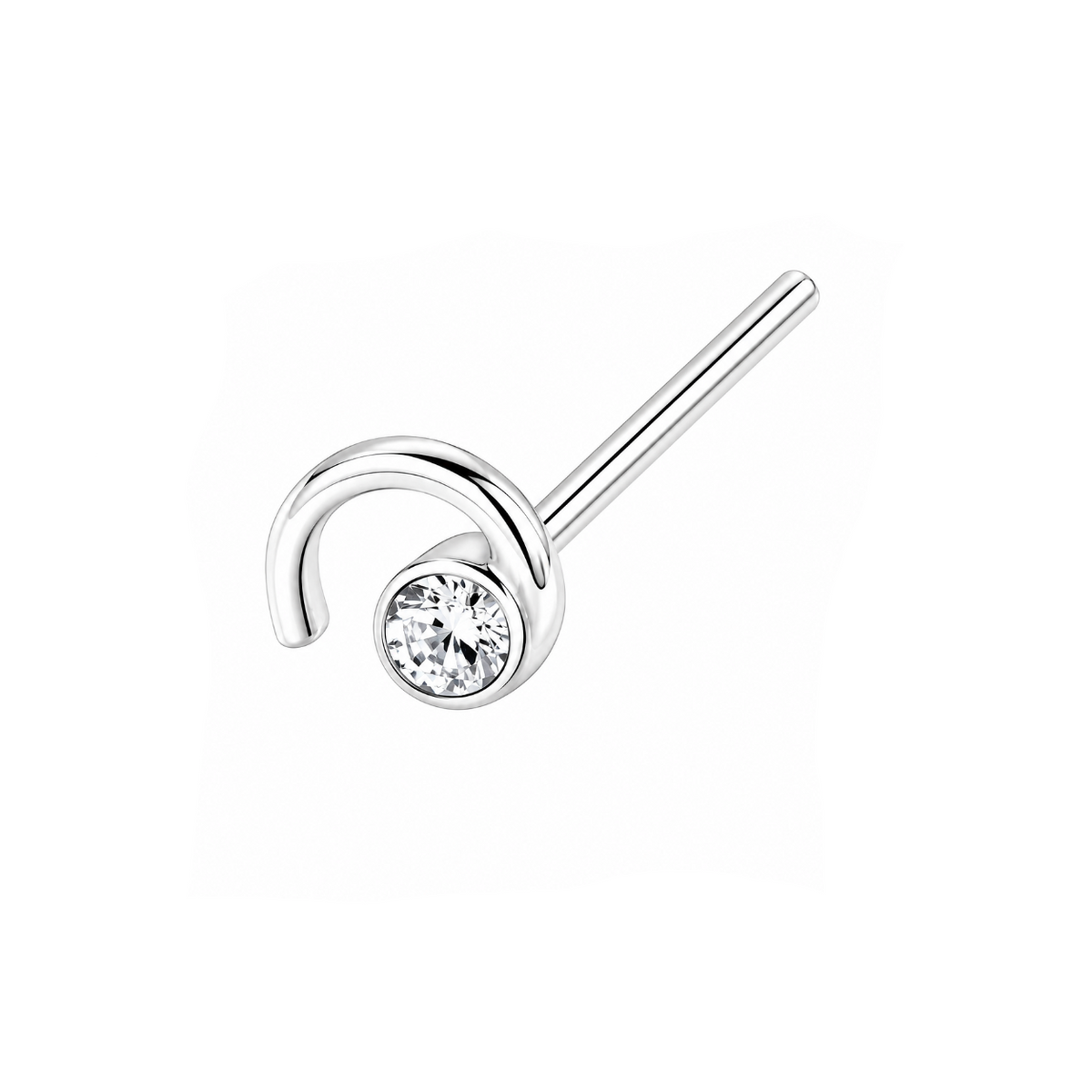 Swirl Crystal Nose Pin Stud in 925 sterling silver – main view