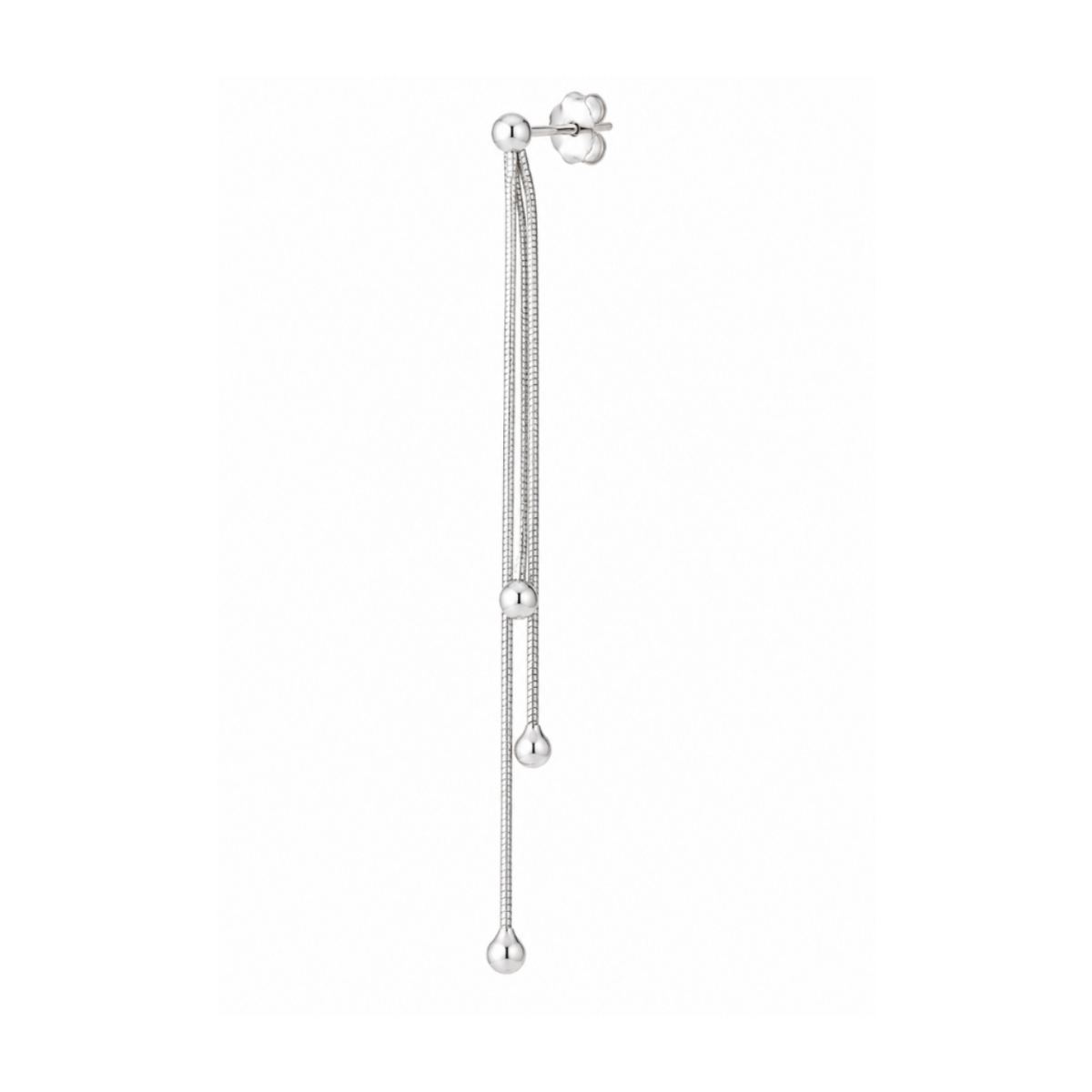Triple Chain Ball Threader Earrings in 925 sterling silver – side view