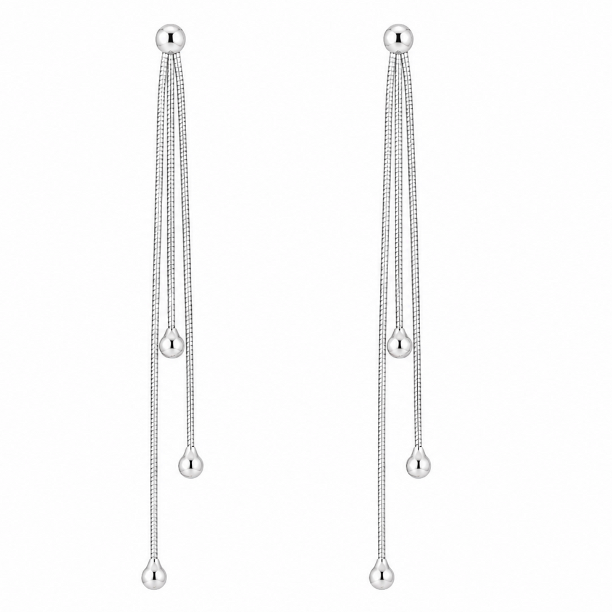 Triple Chain Ball Threader Earrings in 925 sterling silver – main view