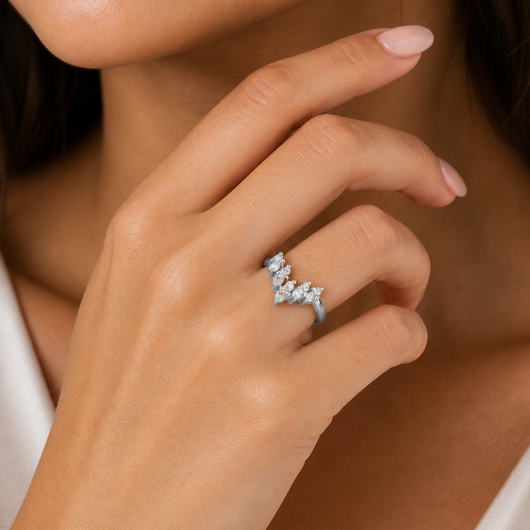 Sterling Silver V Ring
