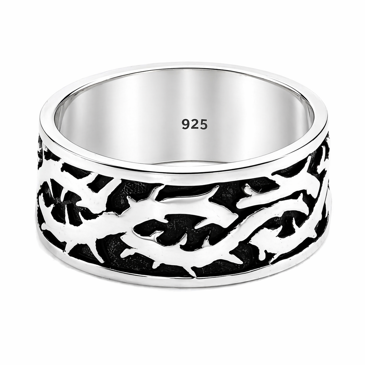 Tribal Spike Barbed Wire Ring in 925 sterling silver – main view