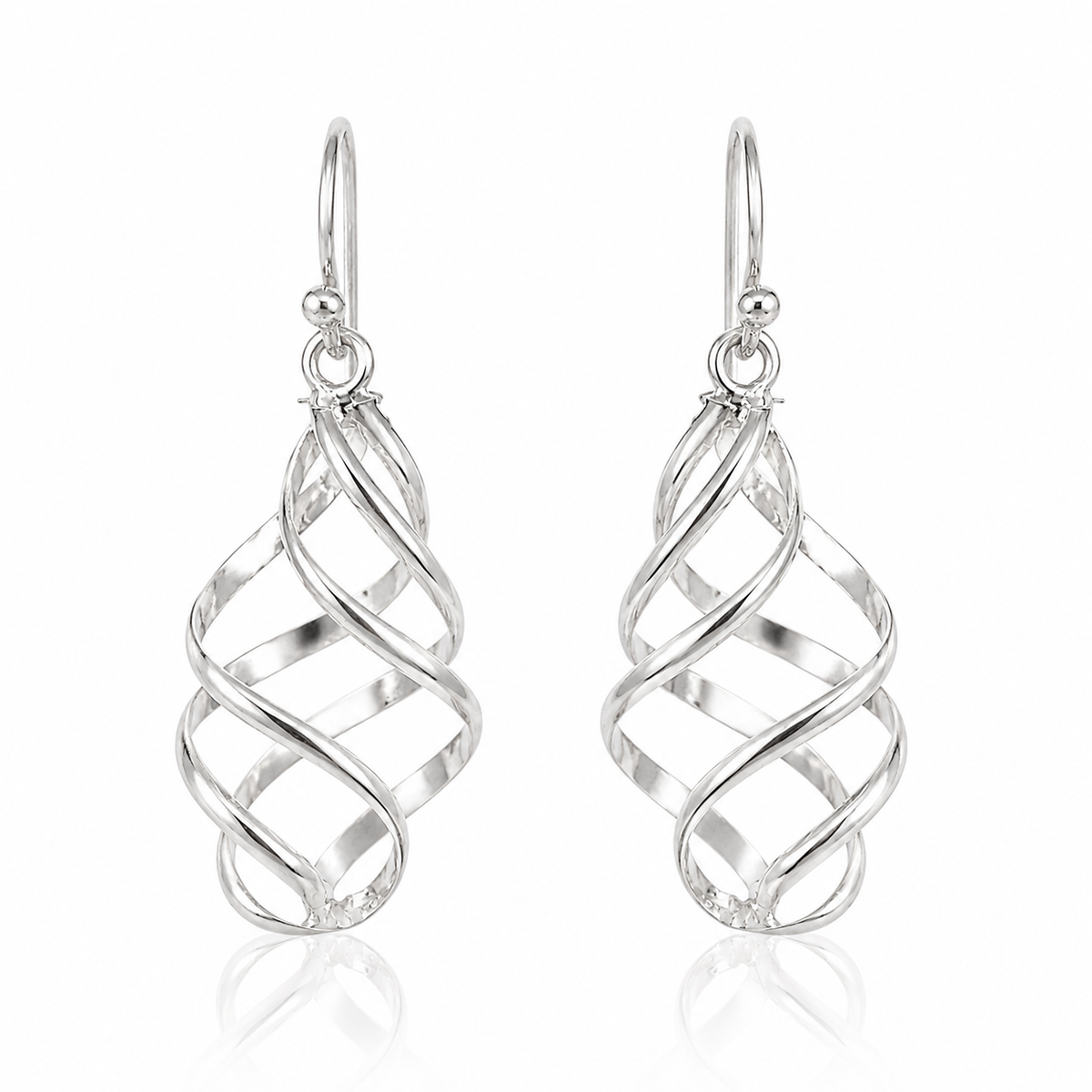 Twisted Infinity Spiral Earrings in 925 sterling silver – main view