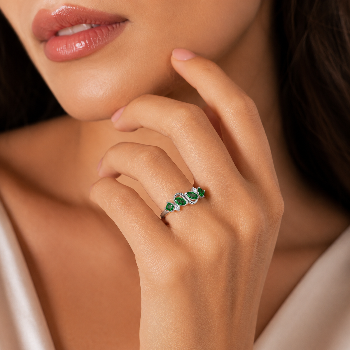 Verdelle Green & Clear Twist Ring