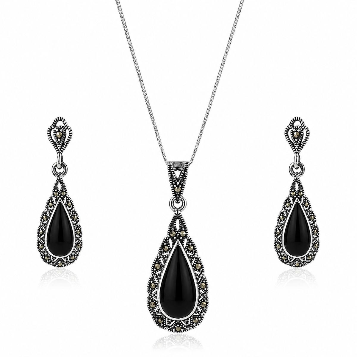 Victoria Teardrop Marcasite Set
