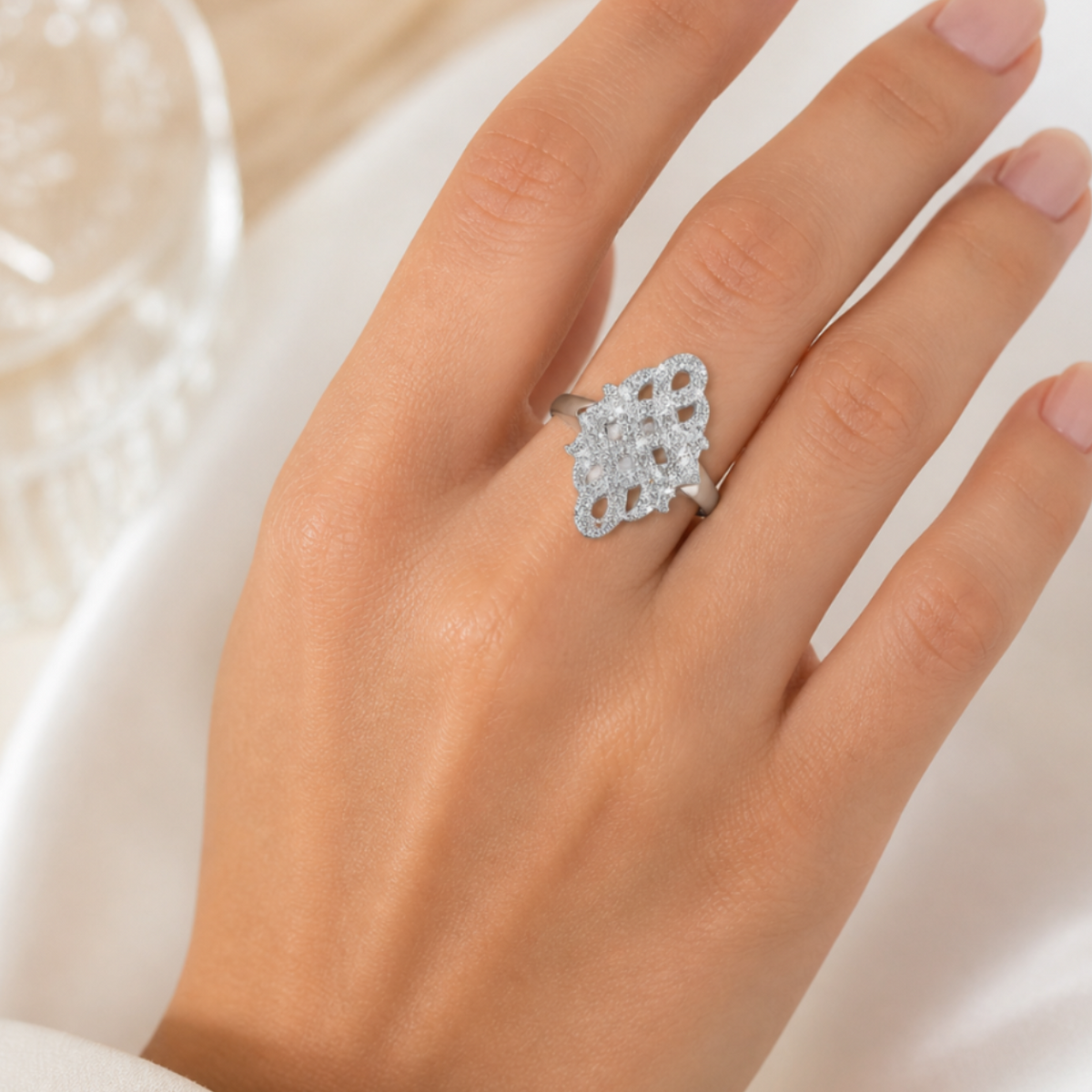 White Glitter Celtic Knot Ring
