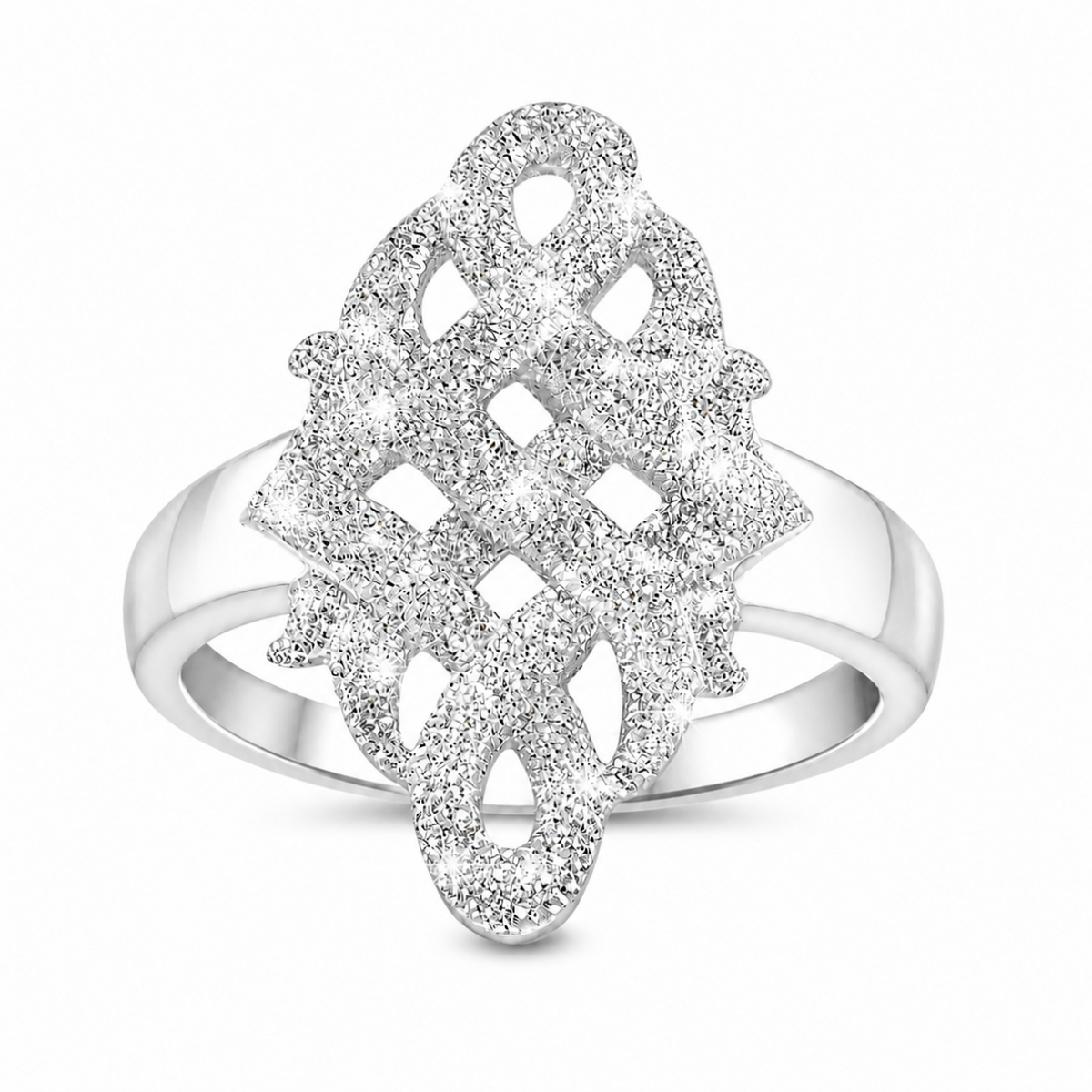 White Glitter Celtic Knot Ring