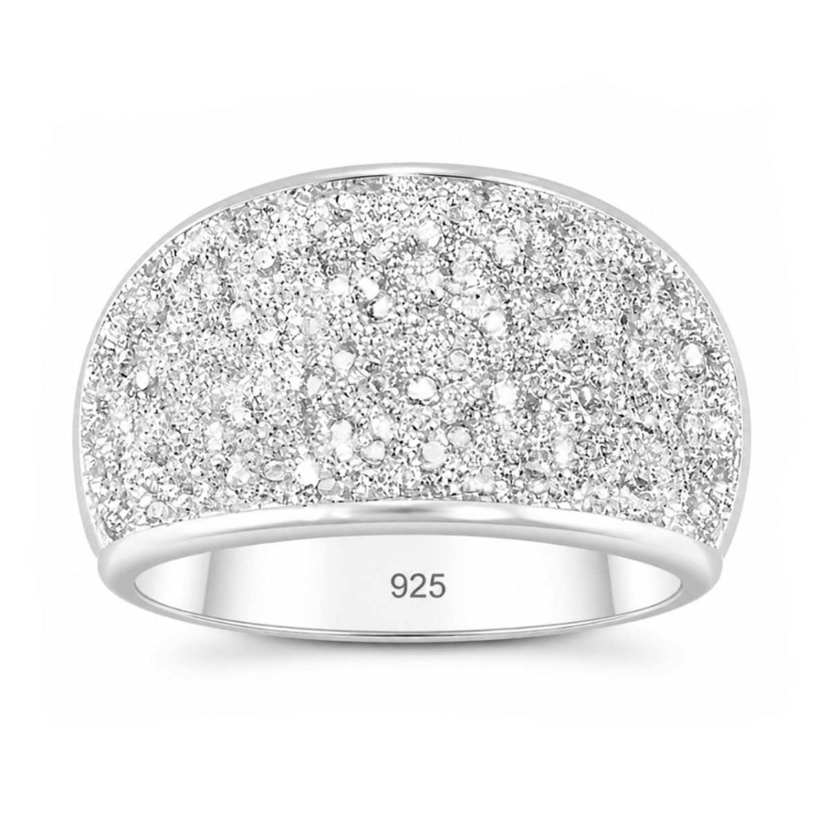 White Glitter Silver Ring