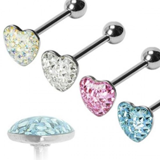 Heart Shape Barbells With Gems