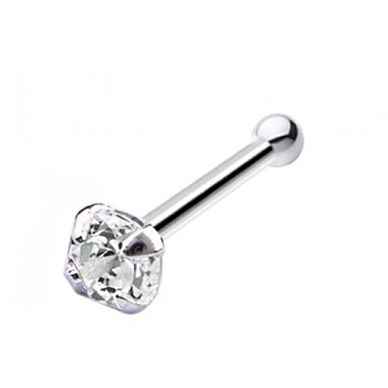 Silver Nose Bone With 1.5 mm Gem