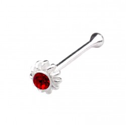 Silver Nose Bone Small Flower With Gem