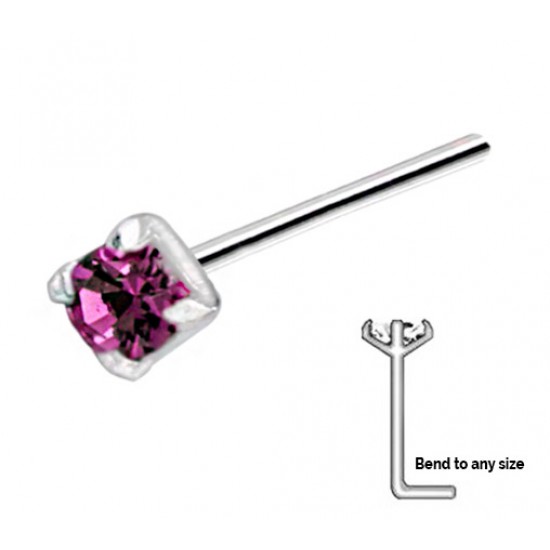 Silver Nose Stud With Square 2 mm Gem