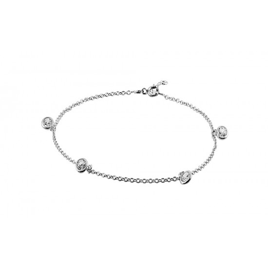 Anklet with 4 Clear Round Crystals