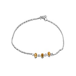 Anklet  with 3 Round champagne Crystals