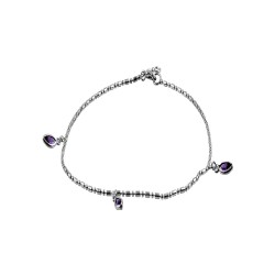  Anklet with 3 Purple Tear Drop Crystal
