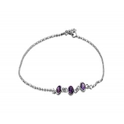 Anklet with 3 Round Purple Crystals