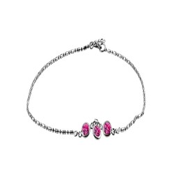 Anklet with 3 Round Pink Crystals