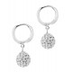 Twist Top With Dangling Czech Crystal Ball  hinged snap back Earring