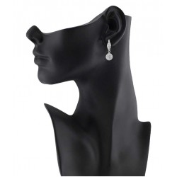 Oval Top With Dangling Czech Crystal Ball Latch back Earring